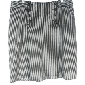 Larry Levine Women's Pencil Skirt Sz‎ 12 Striped Buttons Pockets Fall Attire